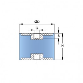 Cyl. Mount (F/F) 30x40mm M10 2 ShA St. Steel A2