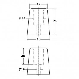 Conical Bumper 65D x 76H  Technical Drawing