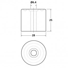 Cylindrical Bumper 28D x 25H  Technical Drawing