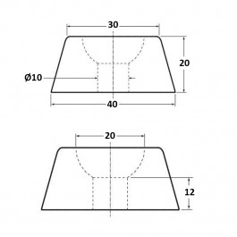 Cylindrical Bumper 40D x 20H  Technical Drawing