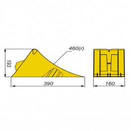 Din Approved Wheel Chock 390L x 193W x 160H  Technical Drawing