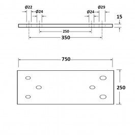 Dock Bumper Simple Back Plate 750L x 250W x 15H at Polymax