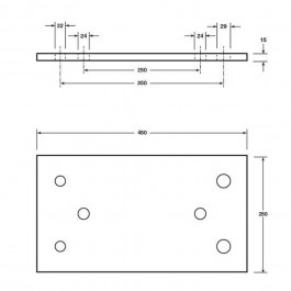 Dock Bumper Simple Back Plate Red Oxide 750L x 250W x 15H at Polymax