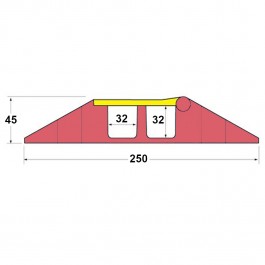 Polyurethane Extra Strength Cable Protector 1000L x 250W x 45H (2 Channels, 35mm x 35mm, 40 Tonnes)  at Polymax