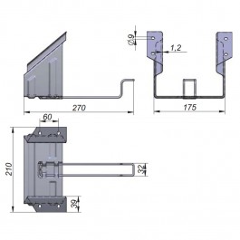 Small Wheel Chock Holder to suit Small Wheel Chock (1001711) Technical Drawing