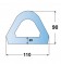 Standard Rubber D-Fender 3000L x 110W x 90H  Technical Drawing